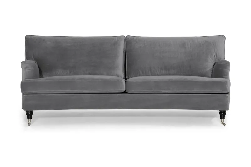 Howard-sofa uden divan og chaiselong Bloomington Howard Classic fløjlsofa 3,5-personers Vera 2, Grå velour