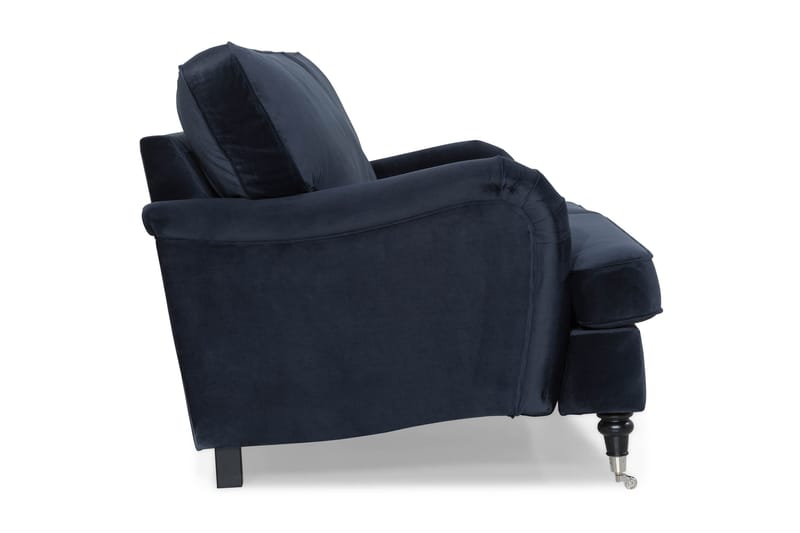 Howard-sofa uden divan og chaiselong Bloomington Howard Classic fløjlsofa 3,5-personers Vera 4, Blå velour - Møbler - Sofaer - 3 personers sofa