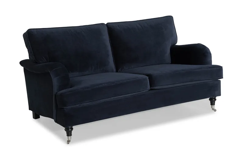Howard-sofa uden divan og chaiselong Bloomington Howard Classic fløjlsofa 3-personers Vera 4, Blå velour - Møbler - Sofaer - 3 personers sofa