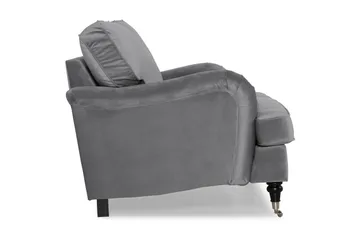 Howard-sofa uden divan og chaiselong Bloomington Howard Classic fløjlsofa 3-personers Vera 2, Grå velour - Møbler - Sofaer - 3 personers sofa