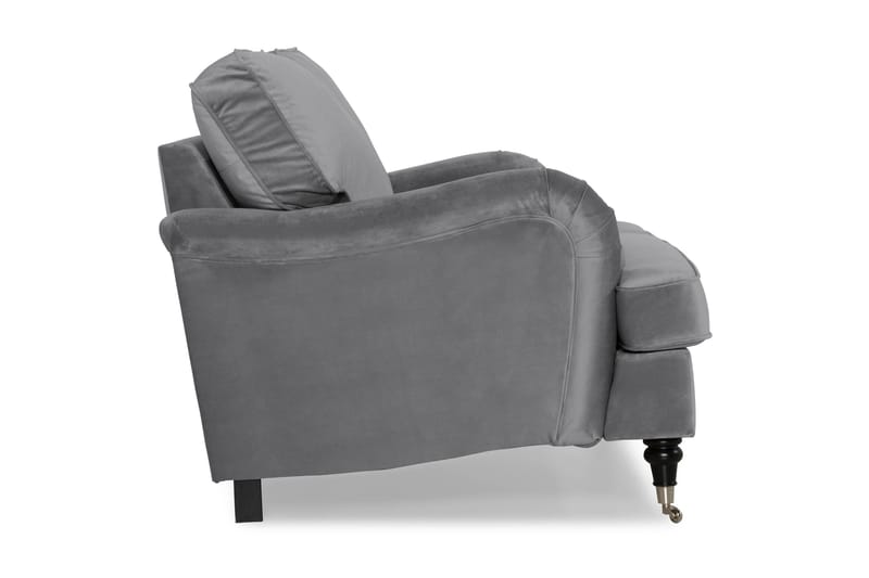 Howard-sofa uden divan og chaiselong Bloomington Howard Classic fløjlsofa 3-personers Vera 2, Grå velour - Møbler - Sofaer - 3 personers sofa
