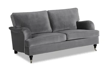 Howard-sofa uden divan og chaiselong Bloomington Howard Classic fløjlsofa 3-personers Vera 2, Grå velour - Møbler - Sofaer - 3 personers sofa