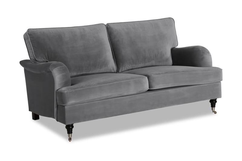 Howard-sofa uden divan og chaiselong Bloomington Howard Classic fløjlsofa 3-personers Vera 2, Grå velour - Møbler - Sofaer - 3 personers sofa