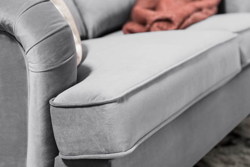 Howard-sofa uden divan og chaiselong Bloomington Howard Classic fløjlsofa 3-personers Vera 2, Grå velour - Møbler - Sofaer - 3 personers sofa