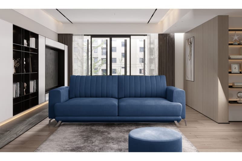 Jalissia 3-Pers. Sofa - Blå - Møbler - Sofaer - Velour sofaer