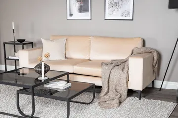 Johana 3-pers Veloursofa - Beige - Møbler - Sofaer - Velour sofaer