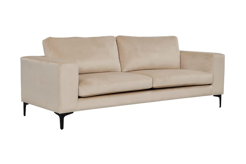 Johana 3-pers Veloursofa - Beige - Velour sofaer - 3 personers sofa