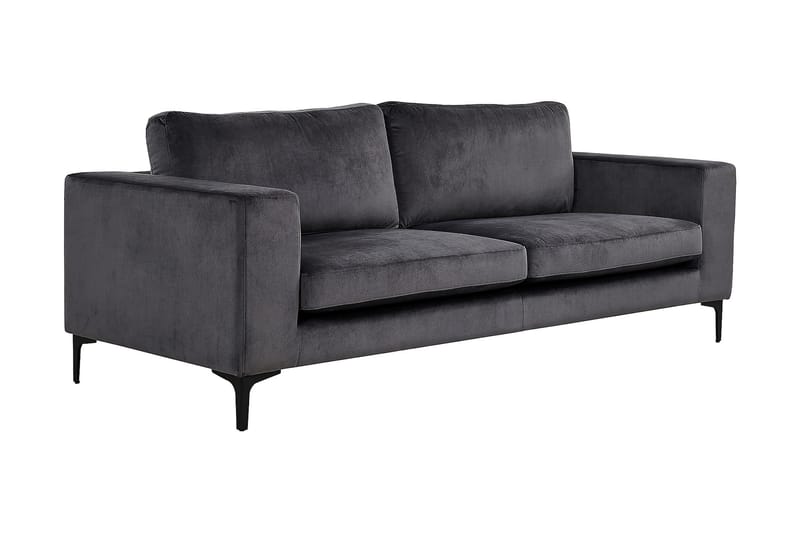 Johana 3-pers Veloursofa - Grå - Velour sofaer - 3 personers sofa