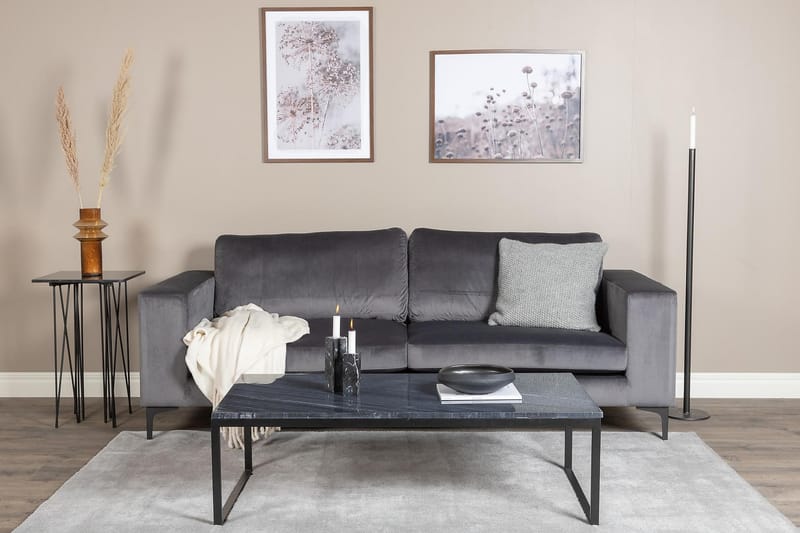 Johana 3-pers Veloursofa - Grå - Velour sofaer - 3 personers sofa