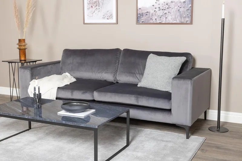 Johana 3-pers Veloursofa - Grå - Møbler - Sofaer - Velour sofaer