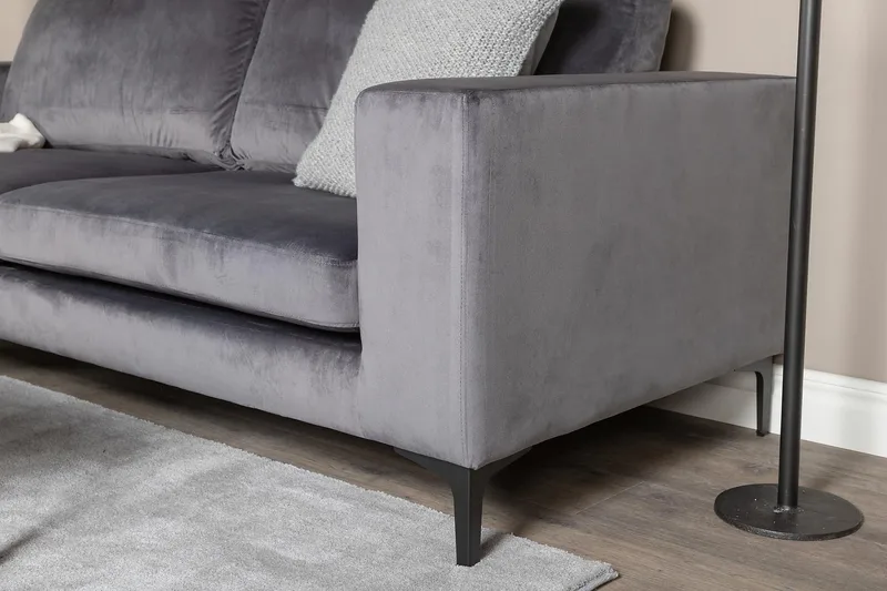 Johana 3-pers Veloursofa - Grå - Møbler - Sofaer - Velour sofaer