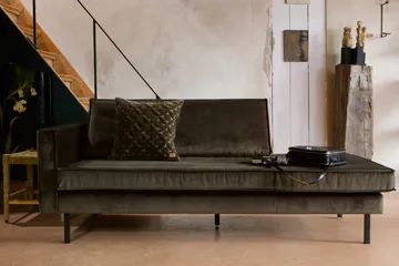 Lissbon 2-personers Venstre Fløjlssofa 203 cm med Daybed og Chaiselong - Grøn - Møbler - Sofaer - Velour sofaer