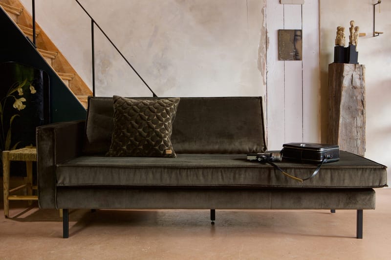 Lissbon 2-personers Venstre Fløjlssofa 203 cm med Daybed og Chaiselong - Grøn - Møbler - Sofaer - Velour sofaer