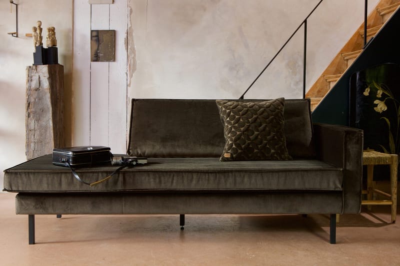 Lissbon 2-personers Højre Daybed med Divan og Åben Side i Fløjl - Grøn - Møbler - Sofaer - Velour sofaer
