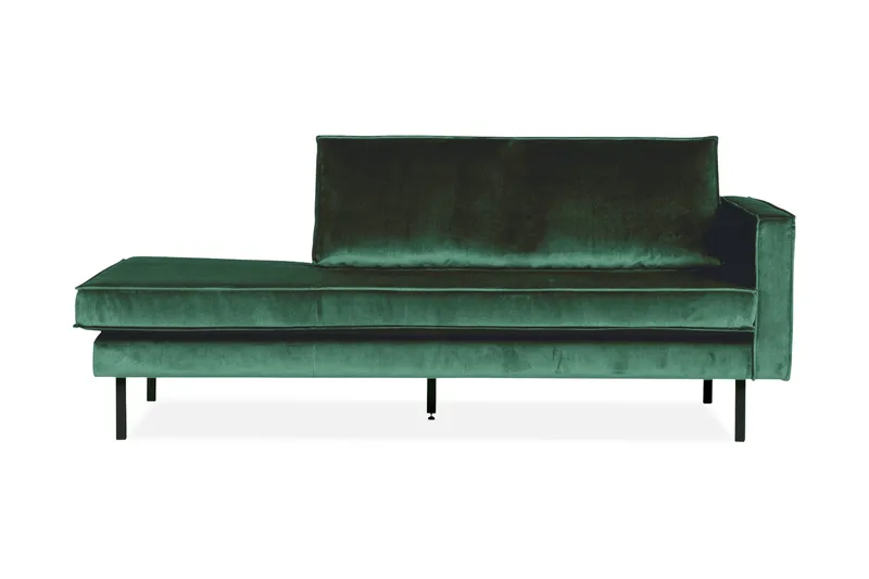 Lissbon 2-personers Højre Daybed med Divan og Armlæn 203 cm i Fløjl, Grøn