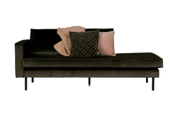 Lissbon 2-personers Venstre Fløjlssofa 203 cm med Daybed og Chaiselong - Grøn - Møbler - Sofaer - Velour sofaer