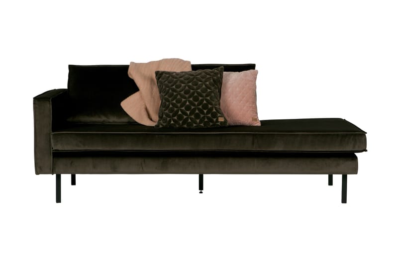 Lissbon 2-personers Venstre Fløjlssofa 203 cm med Daybed og Chaiselong - Grøn - Møbler - Sofaer - Velour sofaer
