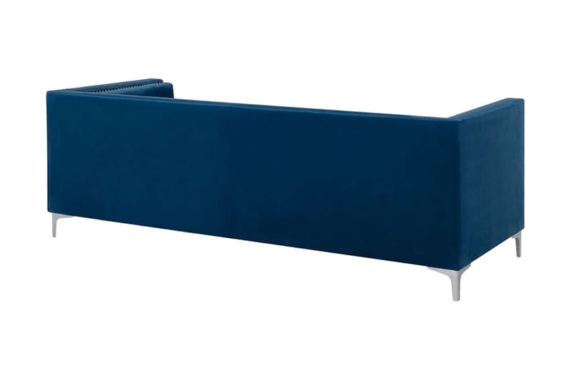 Llawhaden Rektangulær Chesterfield Fløjlssofa 211 cm - Blå - Møbler - Sofaer - Velour sofaer