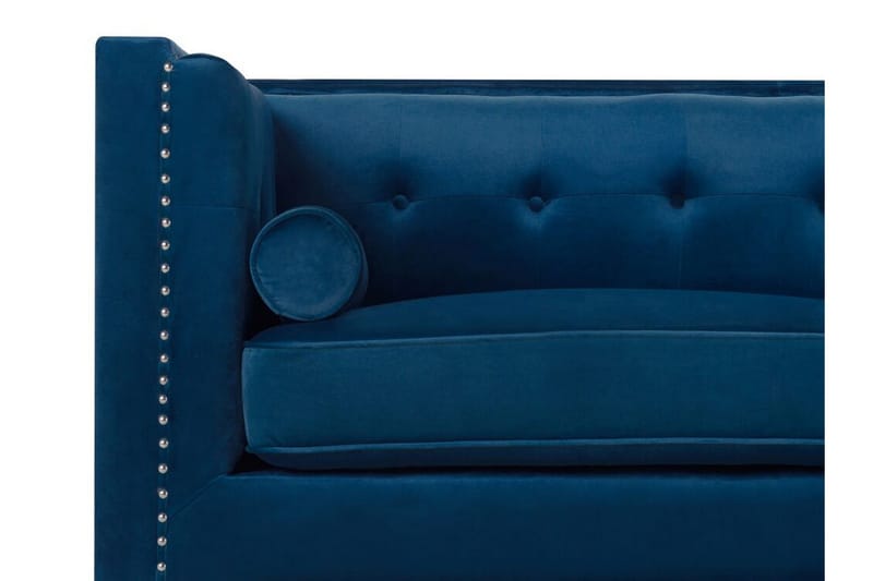 Llawhaden Rektangulær Chesterfield Fløjlssofa 211 cm - Blå - Møbler - Sofaer - Velour sofaer