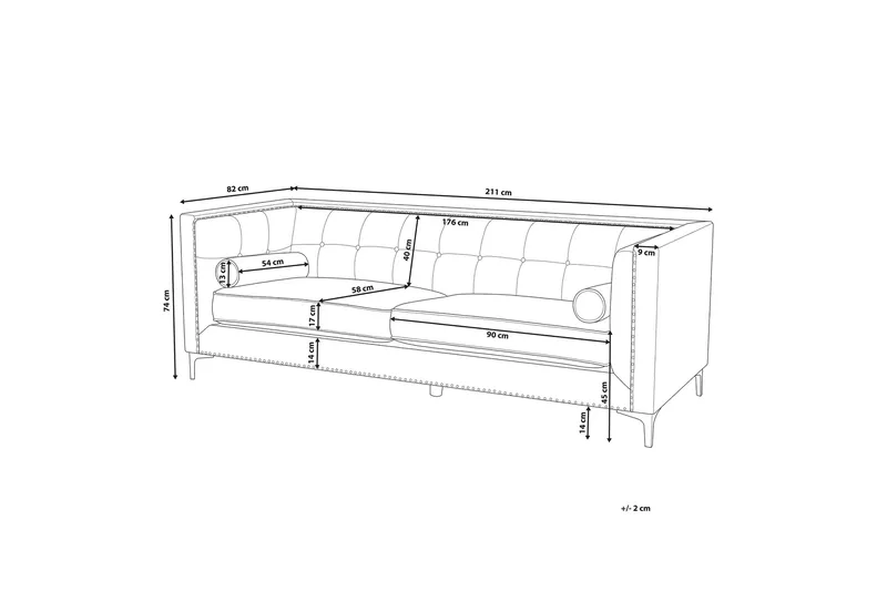 Llawhaden sofa velour - Blå - Møbler - Sofaer - Velour sofaer