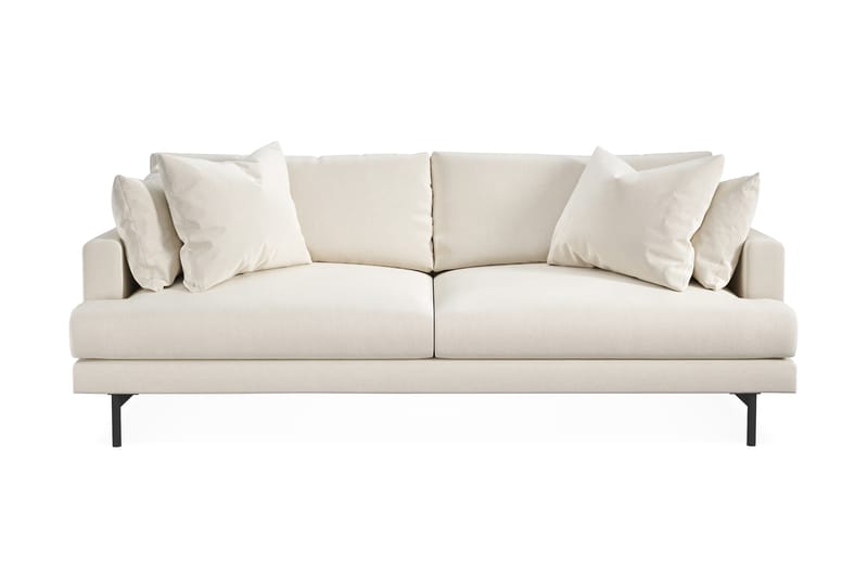 Menard 3-personers Dyb Fløjlssofa 225 cm bred - Cremehvid - Møbler - Sofaer - Velour sofaer