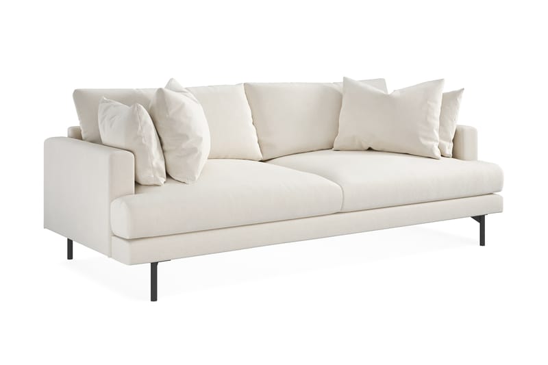 Menard 3-personers Dyb Fløjlssofa 225 cm bred - Cremehvid - Møbler - Sofaer - Velour sofaer
