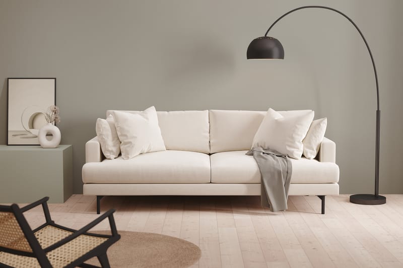 Menard 3-personers Dyb Fløjlssofa 225 cm bred - Cremehvid - Møbler - Sofaer - Velour sofaer