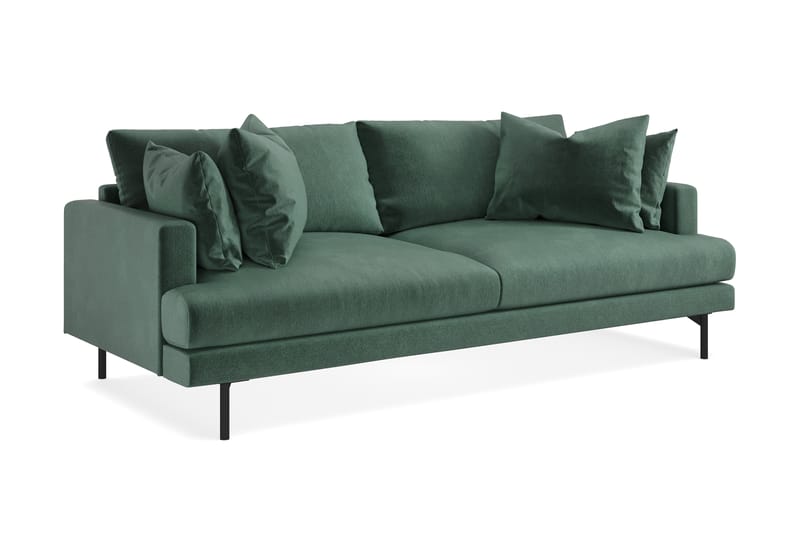 Menard 4-personers Dyb Fløjlssofa - Mørkegrøn - Møbler - Sofaer - Velour sofaer