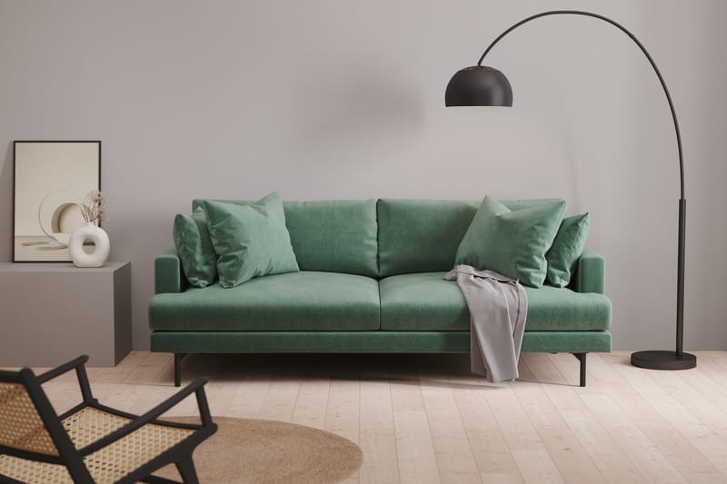 Menard 4-personers Dyb Fløjlssofa - Mørkegrøn - Møbler - Sofaer - Velour sofaer