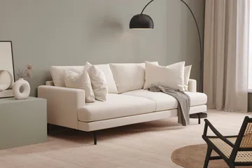 Menard 4-personers Dyb Fløjlssofa - Cremehvid - Møbler - Sofaer - Velour sofaer
