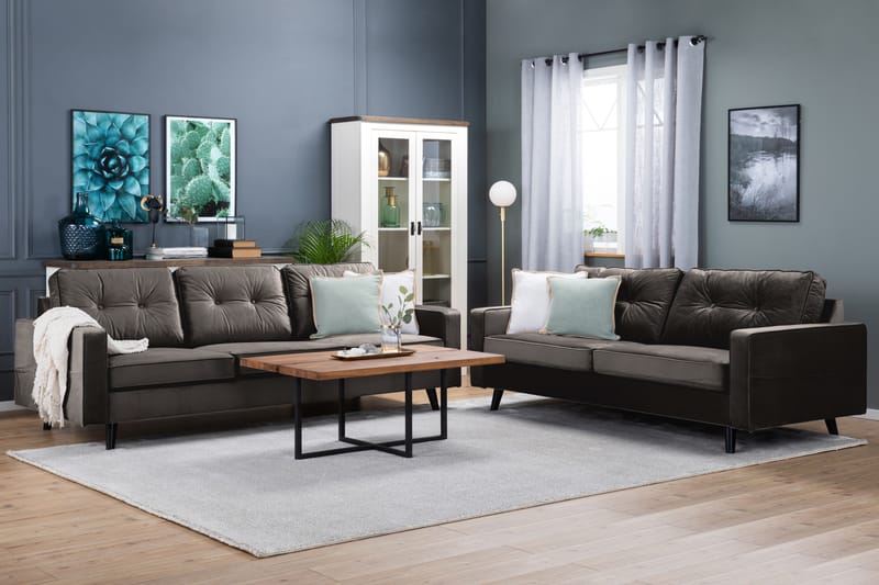 Monroe 3-personers Fløjlssofa - Brun - Møbler - Sofaer - Velour sofaer