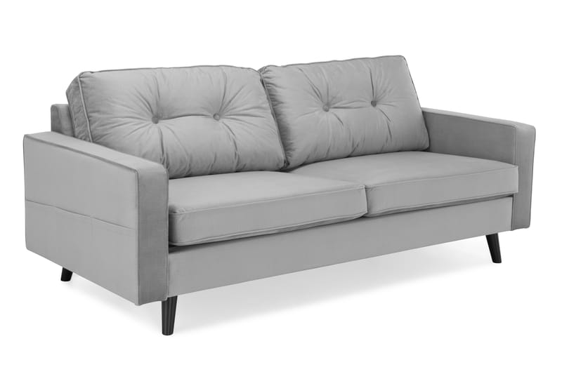 Monroe 3-personers Fløjlssofa - Lysegrå - Møbler - Sofaer - Velour sofaer