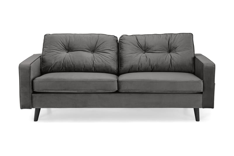 Monroe 3-personers Fløjlssofa - Mørkegrå - Møbler - Sofaer - Velour sofaer