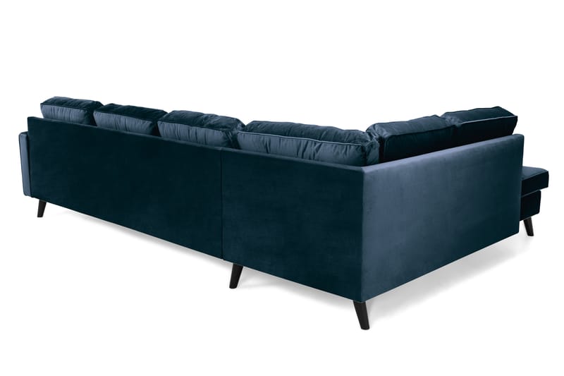 Monroe 4-personers Venstrevendt U-formet Sofa med Divan og Chaiselong i Fløjl - Blå - Møbler - Sofaer - Velour sofaer