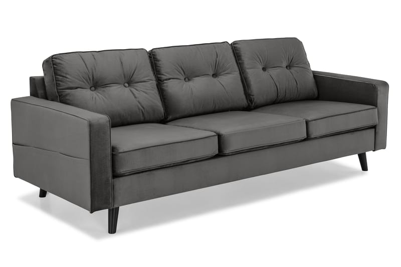 Monroe 4-personers Fløjlssofa - Mørkegrå - Møbler - Sofaer - Velour sofaer