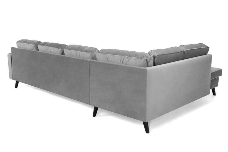 Monroe 4-personers Venstrevendt U-formet Sofa med Divan og Chaiselong i Fløjl - Lysegrå - Møbler - Sofaer - Velour sofaer