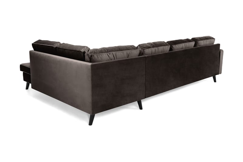 Monroe 4-personers Højrevendt U-formet Sofa med Divan og Chaiselong i Fløjl - Brun - Møbler - Sofaer - Velour sofaer