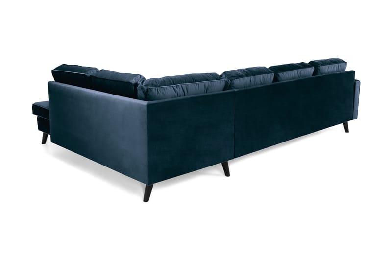 Monroe 4-personers Højrevendt U-formet Sofa med Divan og Chaiselong i Fløjl - Blå - Møbler - Sofaer - Velour sofaer