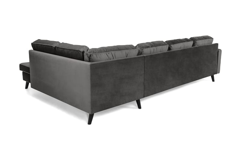 Monroe 4-personers Højrevendt U-formet Sofa med Divan og Chaiselong i Fløjl - Mørkegrå - Møbler - Sofaer - Velour sofaer