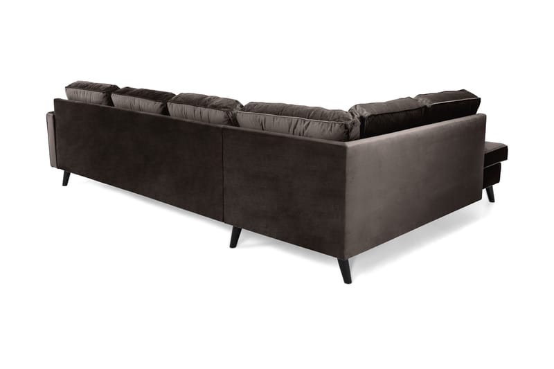 Monroe 4-personers Venstrevendt U-formet Sofa med Divan og Chaiselong i Fløjl - Brun - Møbler - Sofaer - Velour sofaer