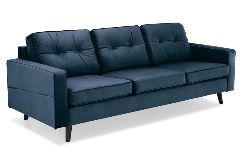 Monroe 4-personers Fløjlssofa - Blå - Møbler - Sofaer - Velour sofaer