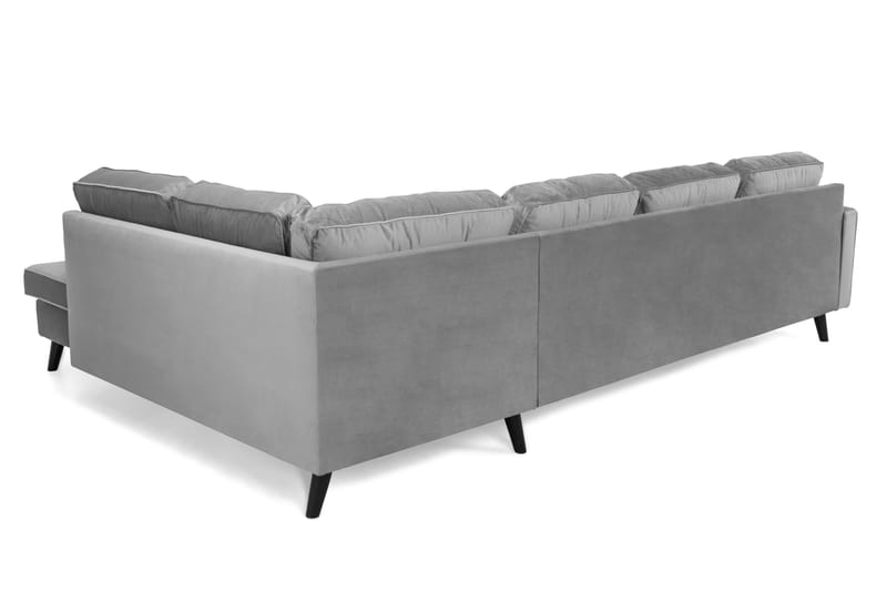 Monroe 4-personers Højrevendt U-formet Sofa med Divan og Chaiselong i Fløjl - Lysegrå - Møbler - Sofaer - Velour sofaer