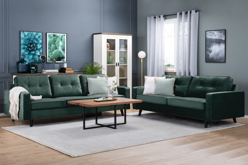 Monroe 4-personers Fløjlssofa - Grøn - Møbler - Sofaer - Velour sofaer