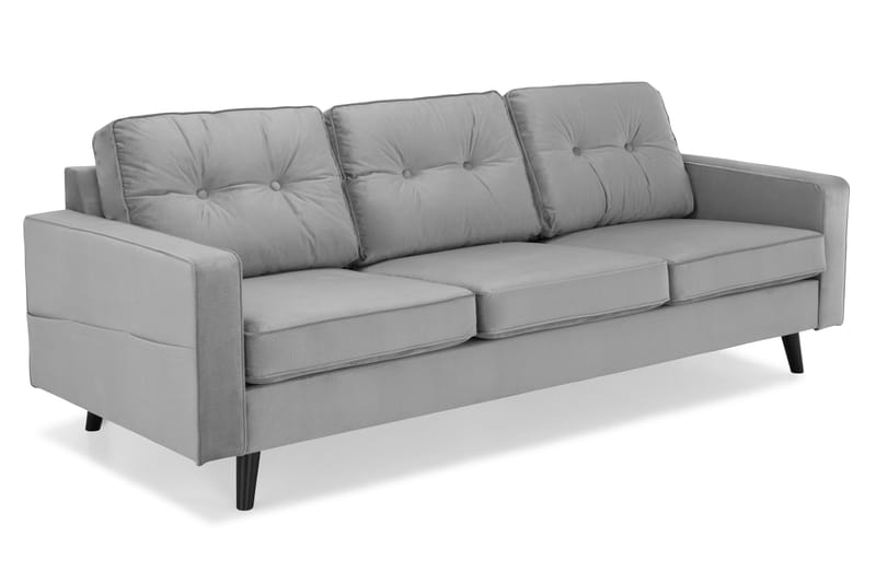 Monroe 4-personers Fløjlssofa - Lysegrå - Møbler - Sofaer - Velour sofaer