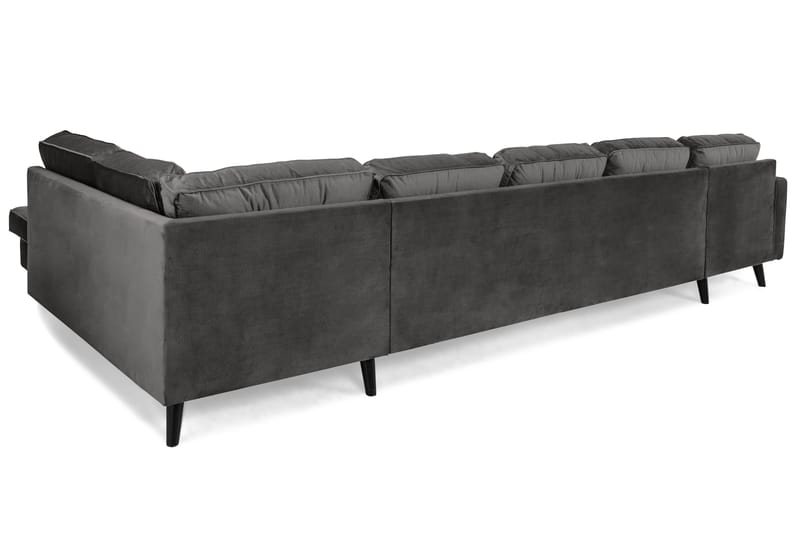 Monroe 6-personers Højrevendt U-formet Large Sofa med Divan og Chaiselong i Fløjl - Mørkegrå - Møbler - Sofaer - Velour sofaer
