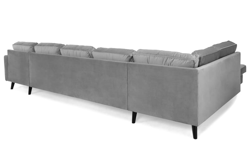 Monroe 6-personers Venstrevendt U-formet Large Sofa med Divan og Chaiselong i Fløjl - Lysegrå - Møbler - Sofaer - Velour sofaer
