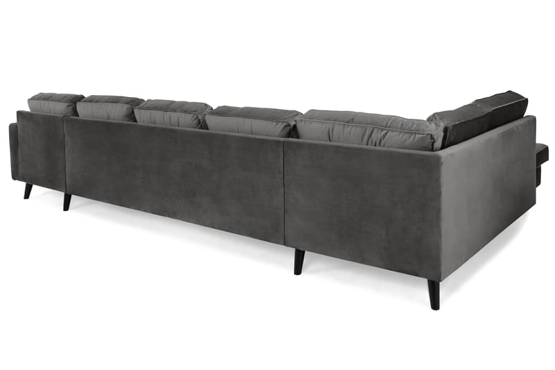 Monroe 6-personers Venstrevendt U-formet Large Sofa med Divan og Chaiselong i Fløjl - Mørkegrå - Møbler - Sofaer - Velour sofaer