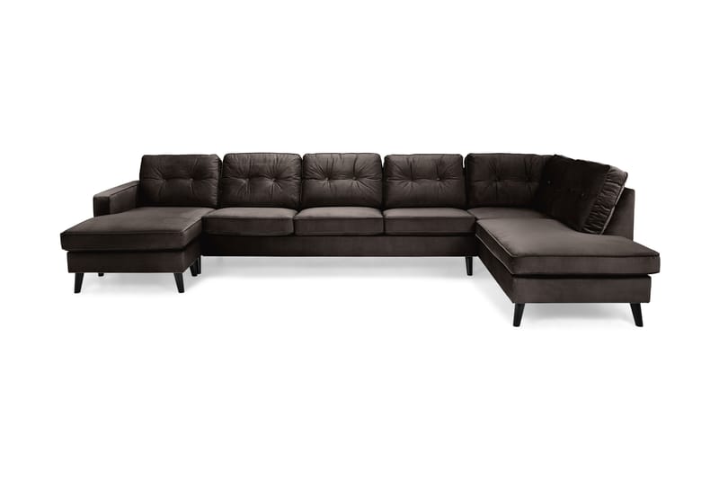 Monroe 6-personers Højrevendt U-formet Large Sofa med Divan og Chaiselong i Fløjl - Brun - Møbler - Sofaer - Velour sofaer