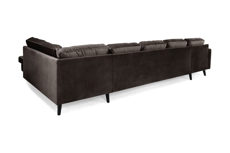Monroe 6-personers Højrevendt U-formet Large Sofa med Divan og Chaiselong i Fløjl - Brun - Møbler - Sofaer - Velour sofaer