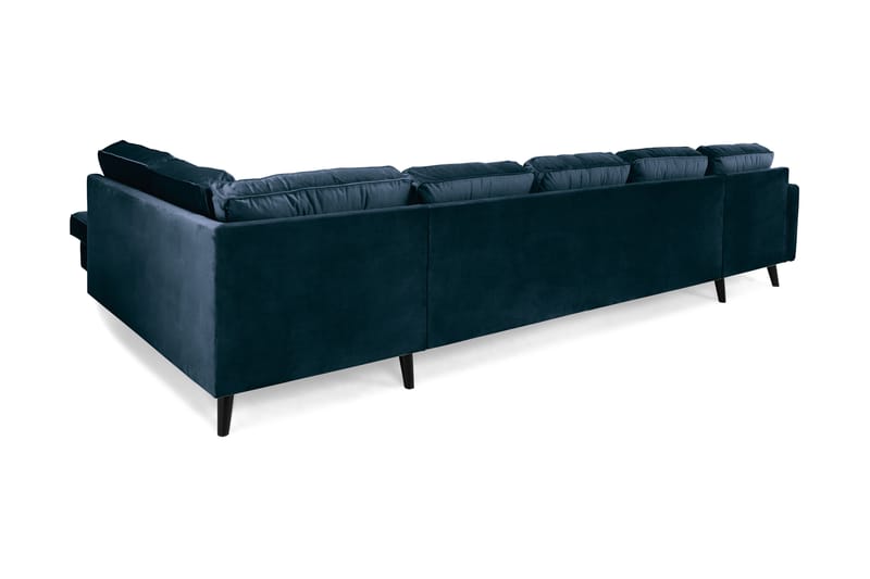 Monroe 6-personers Højrevendt U-formet Large Sofa med Divan og Chaiselong i Fløjl - Blå - Møbler - Sofaer - Velour sofaer